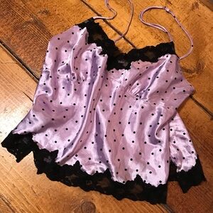 Lavender Polka Dot Lace Trim Camisole